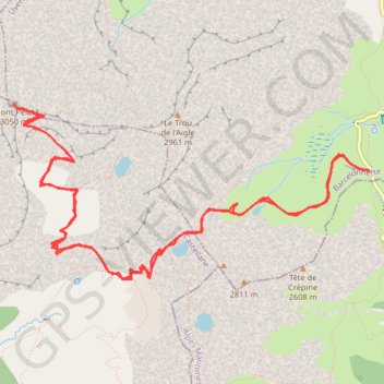 Itinéraire Mont pelat depuis le col de la cayolle, distance, dénivelé, altitude, carte, profil, trace GPS