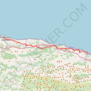 Itinéraire CamNor_150_Llanes-Ribadesella, distance, dénivelé, altitude, carte, profil, trace GPS