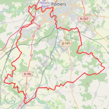 Itinéraire Vers Vivonne, distance, dénivelé, altitude, carte, profil, trace GPS