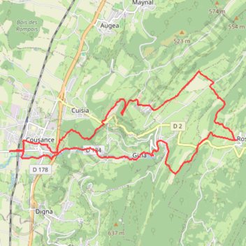 Itinéraire Rando Cousance, distance, dénivelé, altitude, carte, profil, trace GPS