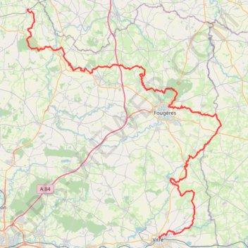 Itinéraire GR34 : De Vitré à Pleine-Fougères (Ille-et-Vilaine), distance, dénivelé, altitude, carte, profil, trace GPS