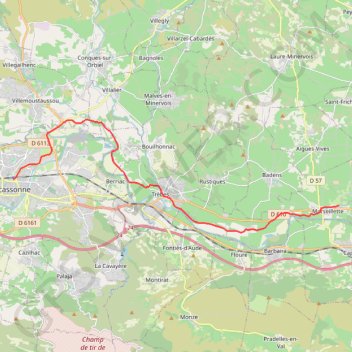 Itinéraire Carcassonne / Marseillette, distance, dénivelé, altitude, carte, profil, trace GPS