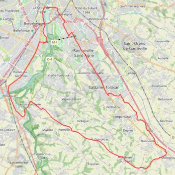 Itinéraire Castanet Lacroix Falgarde Castanet, distance, dénivelé, altitude, carte, profil, trace GPS