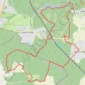 Itinéraire Autour d'Orry-la-Ville, distance, dénivelé, altitude, carte, profil, trace GPS