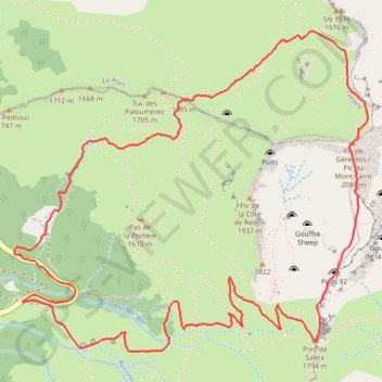 Itinéraire Pic de Girantès ou du Mont Ceint depuis Coumebières, distance, dénivelé, altitude, carte, profil, trace GPS