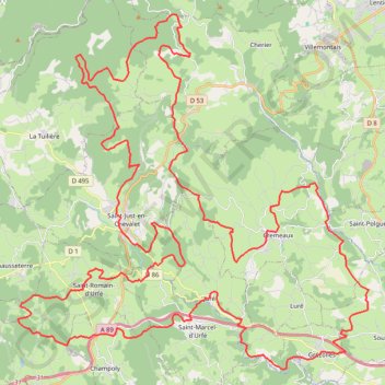 Itinéraire La Bois Noir Oxygène / Saint-Just-en-Chevalet, distance, dénivelé, altitude, carte, profil, trace GPS