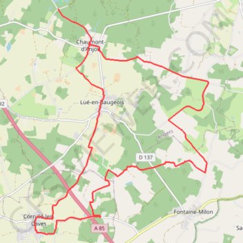 Itinéraire Boucle-Cornille-JarzeVillages, distance, dénivelé, altitude, carte, profil, trace GPS