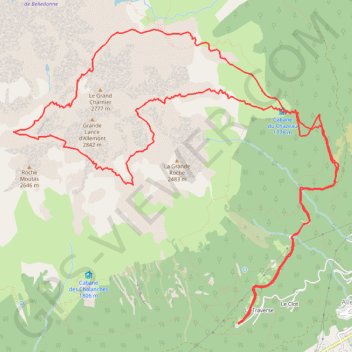 Itinéraire Tour horaire de la grande lance d'Allemond, distance, dénivelé, altitude, carte, profil, trace GPS