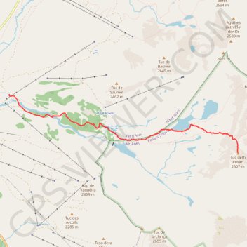 Itinéraire Tuc de Rosari et lacs de Baciver, distance, dénivelé, altitude, carte, profil, trace GPS