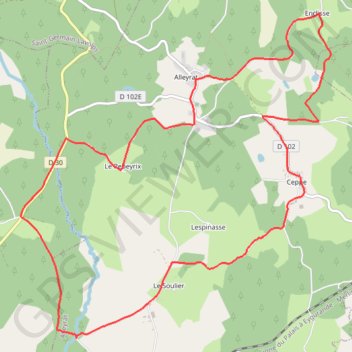 Itinéraire Mystérieuses Fontaines - Alleyrat - Pays de Haute Corrèze, distance, dénivelé, altitude, carte, profil, trace GPS