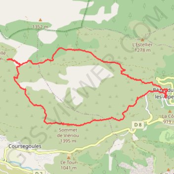 Itinéraire Rando Bezaudun - Vierou - 4 Chemins, distance, dénivelé, altitude, carte, profil, trace GPS