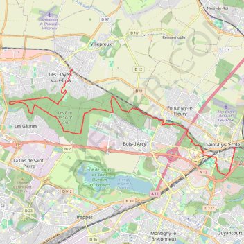 Itinéraire De Villepreux-Les-Clayes à Saint-Cyr-l'Ecole, distance, dénivelé, altitude, carte, profil, trace GPS