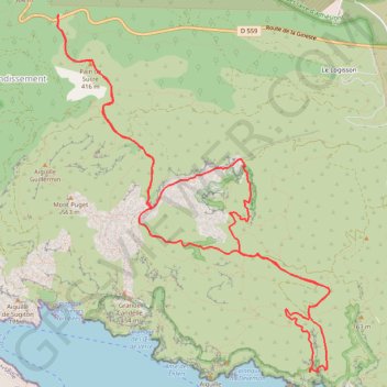 Itinéraire Vallon de la Fenêtre-Calanque de l'Oule-Cirque des Pételins, distance, dénivelé, altitude, carte, profil, trace GPS