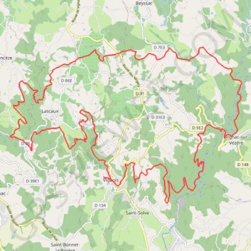 Itinéraire Rando en Corrèze, distance, dénivelé, altitude, carte, profil, trace GPS