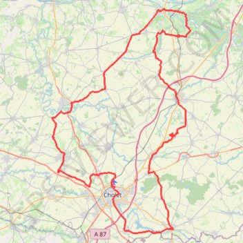 Itinéraire Cholet Pays de Loire, distance, dénivelé, altitude, carte, profil, trace GPS
