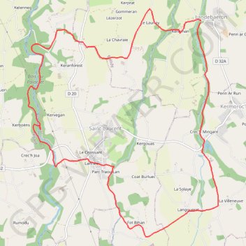Itinéraire Landebaëron, distance, dénivelé, altitude, carte, profil, trace GPS
