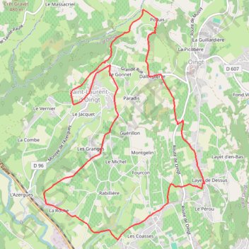 Itinéraire Pays Beaujolais - Pierres Dorées - Saint-Laurent-d'Oingt, distance, dénivelé, altitude, carte, profil, trace GPS