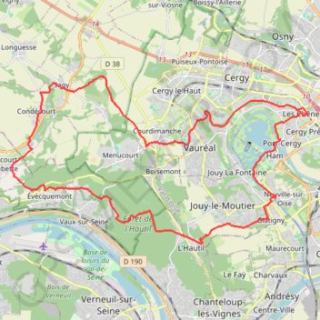Itinéraire Hautil - Tessancourt, distance, dénivelé, altitude, carte, profil, trace GPS