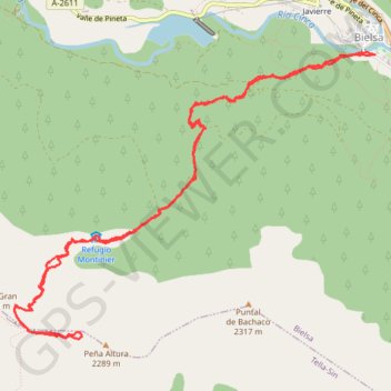 Itinéraire Portielo de Tella, distance, dénivelé, altitude, carte, profil, trace GPS