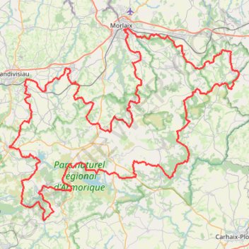 Itinéraire Tour des monts d'Arrée, distance, dénivelé, altitude, carte, profil, trace GPS