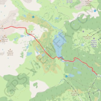 Itinéraire Pla du Carlit depuis le Pla des Avallans, distance, dénivelé, altitude, carte, profil, trace GPS