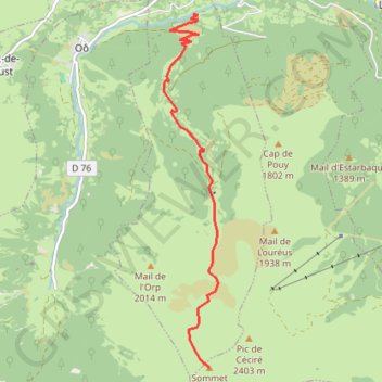 Itinéraire Sommet de la Coume de Bourg par les granges de Labach, distance, dénivelé, altitude, carte, profil, trace GPS