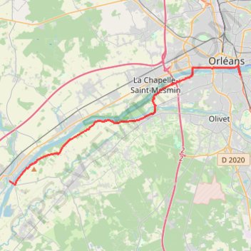 Itinéraire Orléans / Meung-sur-Loire, distance, dénivelé, altitude, carte, profil, trace GPS