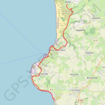 Itinéraire De Biville à Sciotot, distance, dénivelé, altitude, carte, profil, trace GPS