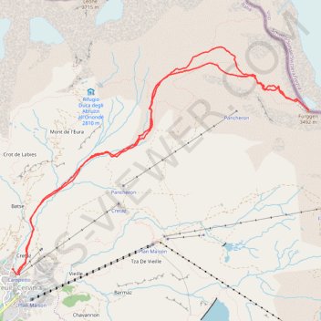 Itinéraire Cima del Furggen, distance, dénivelé, altitude, carte, profil, trace GPS