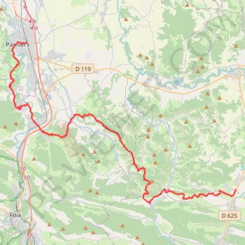 Itinéraire VTT Pamiers varilhes Laroque d'Olmes étape 4, distance, dénivelé, altitude, carte, profil, trace GPS