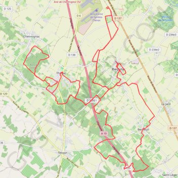Itinéraire ONmove-500-HRM---18-10-2021 Berneuil Les Arenes Thenac Chermignac, distance, dénivelé, altitude, carte, profil, trace GPS