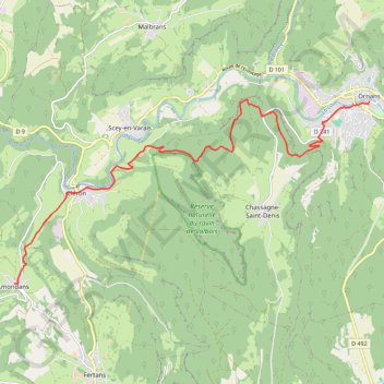 Itinéraire GRP Loue-Lison - Etape 5, distance, dénivelé, altitude, carte, profil, trace GPS