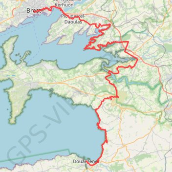 Itinéraire TraceGPS-GR34 _ Brest Douarnenez_full, distance, dénivelé, altitude, carte, profil, trace GPS