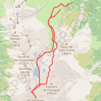 Itinéraire Pic d'Ardiden, distance, dénivelé, altitude, carte, profil, trace GPS