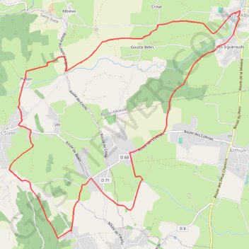 Itinéraire Bussy-Albieux - Téléthon - Petit parcours, distance, dénivelé, altitude, carte, profil, trace GPS