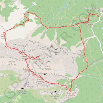 Itinéraire Pedraforca - Traversée des 3 pics, distance, dénivelé, altitude, carte, profil, trace GPS