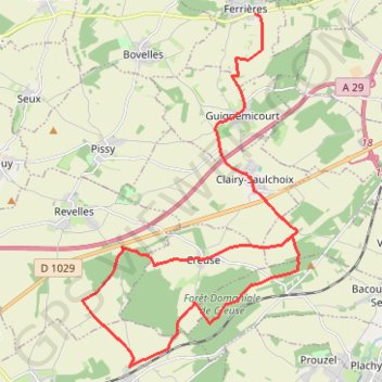 Itinéraire Forêt de Creuse - Ferrières, distance, dénivelé, altitude, carte, profil, trace GPS