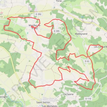Itinéraire Marignac Le Franc 33 kms, distance, dénivelé, altitude, carte, profil, trace GPS