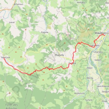 Itinéraire Chemin du Piémont Pyrénéen - De Mauléon-Licharre à Saint-Just-Ibarre, distance, dénivelé, altitude, carte, profil, trace GPS