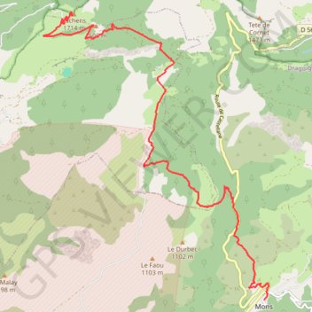 Itinéraire Le toit du Var, le Mont Lachens, distance, dénivelé, altitude, carte, profil, trace GPS
