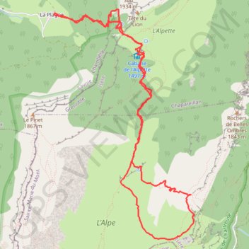 Itinéraire Du hameau de Barraux au col de Belles Ombres, distance, dénivelé, altitude, carte, profil, trace GPS