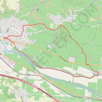 Itinéraire Trèbes-canal-du-midi-11,4km, distance, dénivelé, altitude, carte, profil, trace GPS