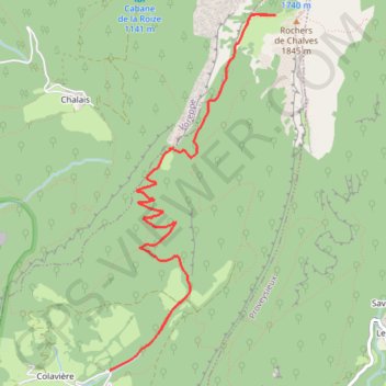 Itinéraire Rochers de Chalves, distance, dénivelé, altitude, carte, profil, trace GPS