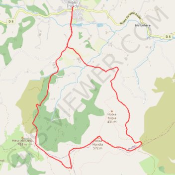 Itinéraire Mont Otxa, distance, dénivelé, altitude, carte, profil, trace GPS