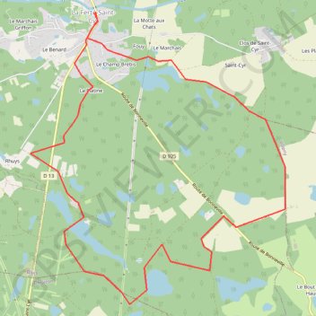 Itinéraire Val de loire, La Ferté-Saint-Cyr, Circuit des étangs, distance, dénivelé, altitude, carte, profil, trace GPS