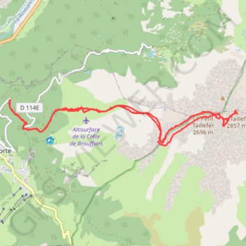 Itinéraire Le Taillefer (Taillefer), distance, dénivelé, altitude, carte, profil, trace GPS
