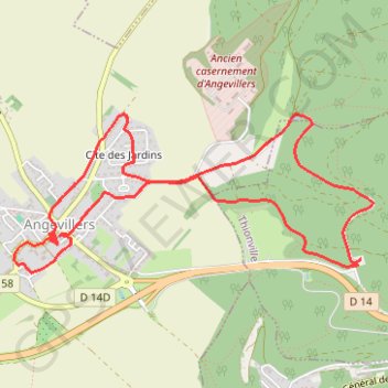 Itinéraire Angevilliers, distance, dénivelé, altitude, carte, profil, trace GPS