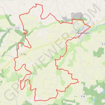Itinéraire Plénée-Jugon, distance, dénivelé, altitude, carte, profil, trace GPS