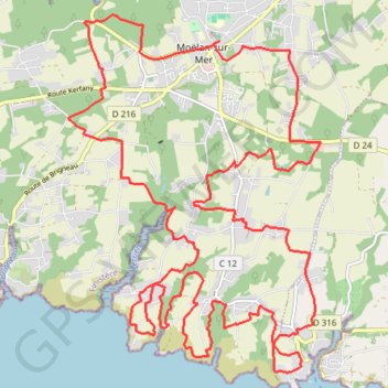 Itinéraire Cornouaille - Moëlan-sur-Mer, distance, dénivelé, altitude, carte, profil, trace GPS