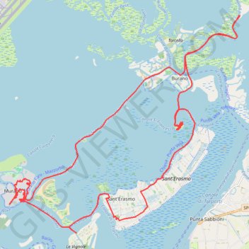 Itinéraire Venise (Murano, Mazzorbo, Burano...), distance, dénivelé, altitude, carte, profil, trace GPS